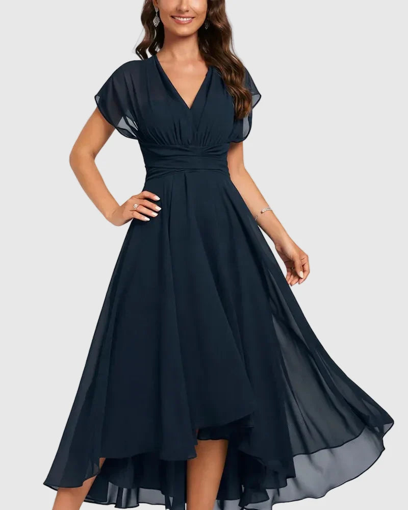 Orvindra | Women's Cocktail Dress Chiffon Midi - Navy - Image 1