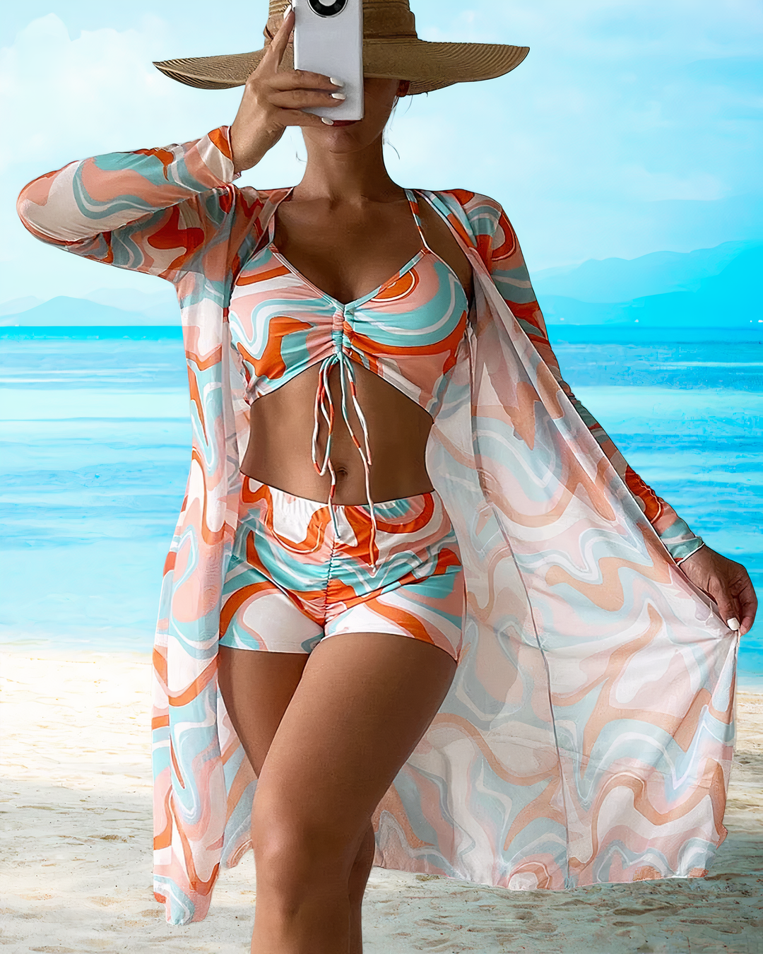 Oryndel | Women's 3-Piece Bikini Set with Cover-Up - Image 1