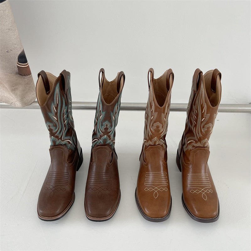 Ravelle | Women's Embroidered Western Cowboy Boots - Brown - Image 3