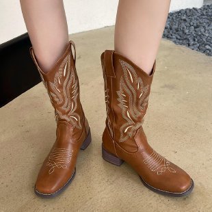 Ravelle | Women's Embroidered Western Cowboy Boots - Brown - Image 6