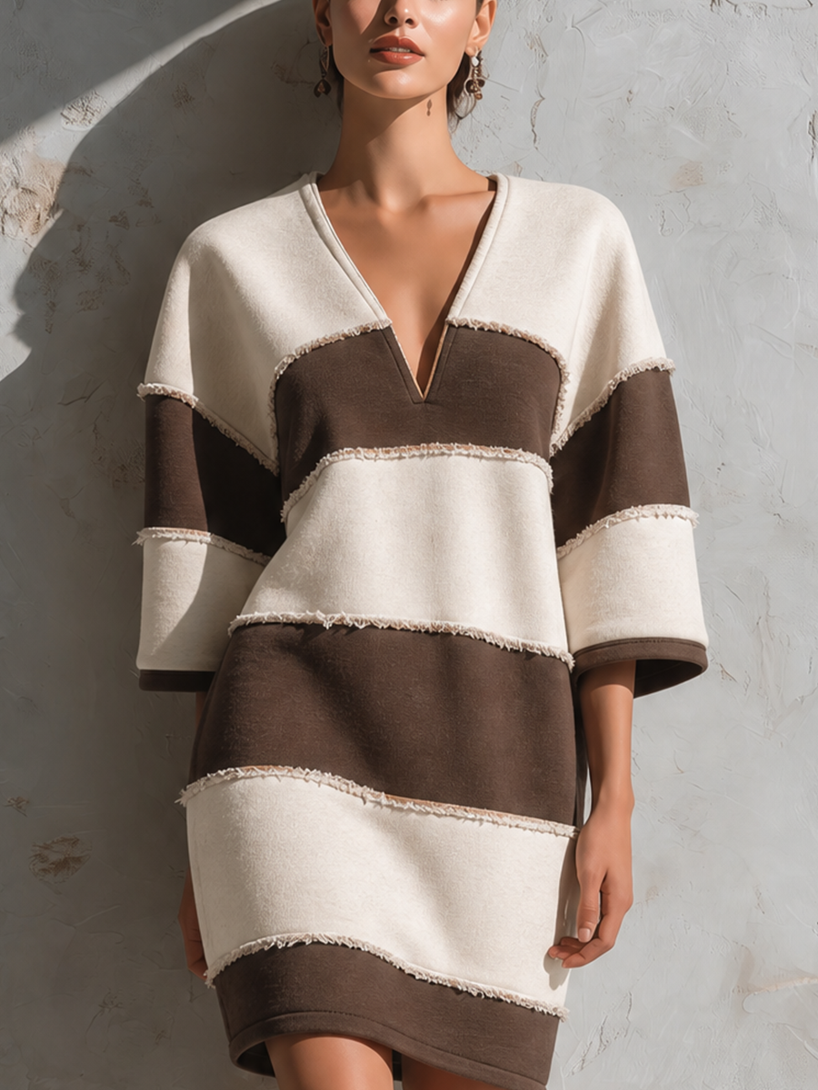 Romaine | Women's Striped Mini Dress Relaxed Fit - Image 7