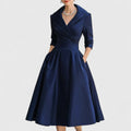 Romilda | Women's Cocktail Dress Midi A-Line - Navy - Image 1