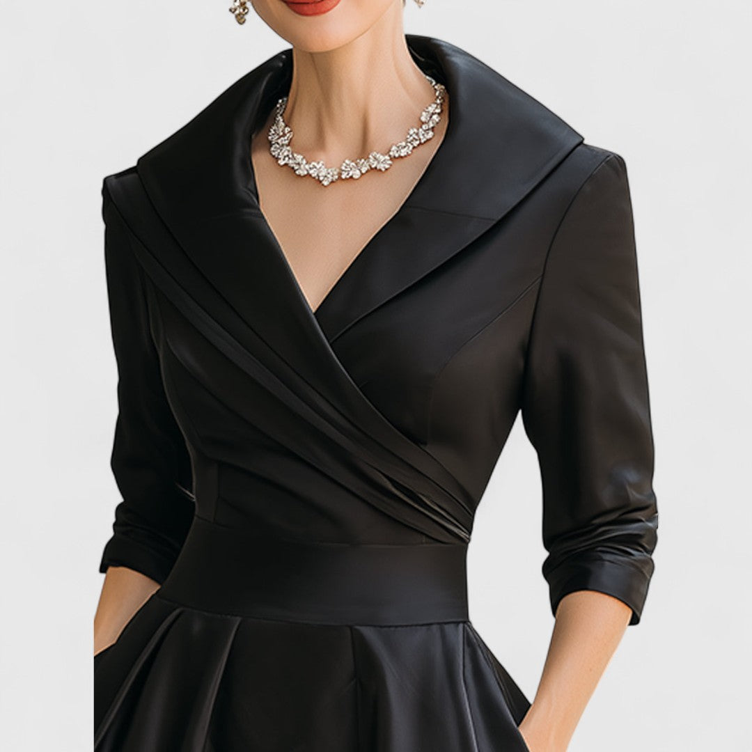 Romilda | Women's Cocktail Dress Midi A-Line - Navy - Image 6