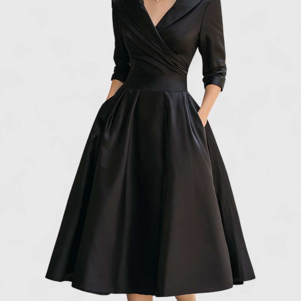 Romilda | Women's Cocktail Dress Midi A-Line - Navy - Image 7