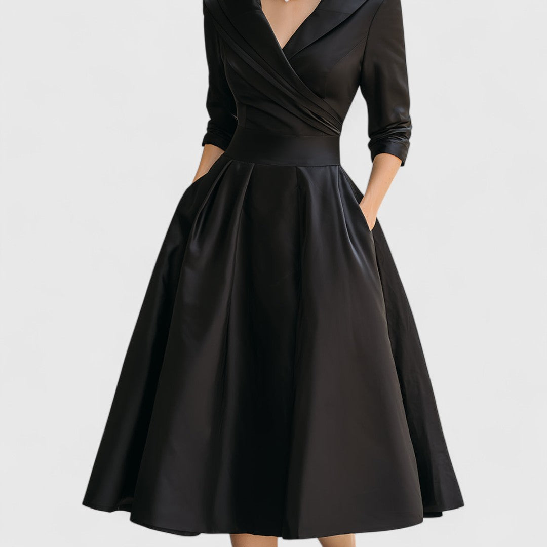 Romilda | Women's Cocktail Dress Midi A-Line - Navy - Image 7