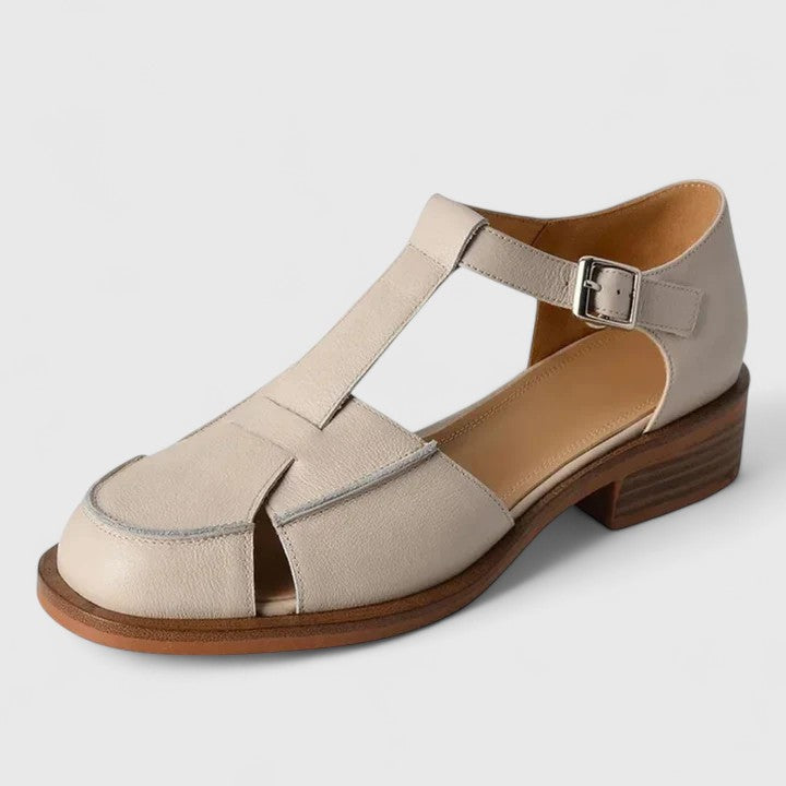Romilly | Women's T-Strap Sandals Closed Toe Block Heel - Image 1