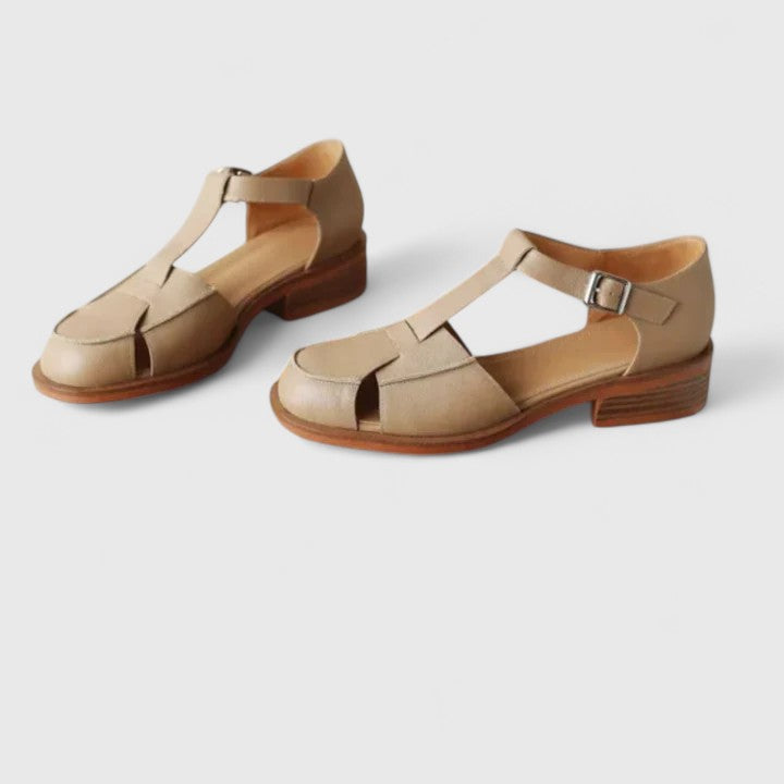 Romilly | Women's T-Strap Sandals Closed Toe Block Heel - Image 10
