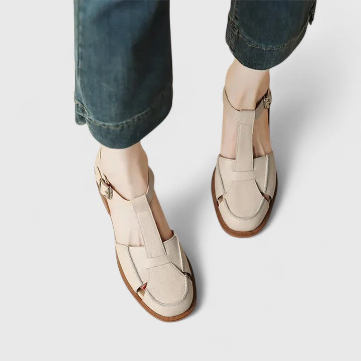Romilly | Women's T-Strap Sandals Closed Toe Block Heel - Image 6