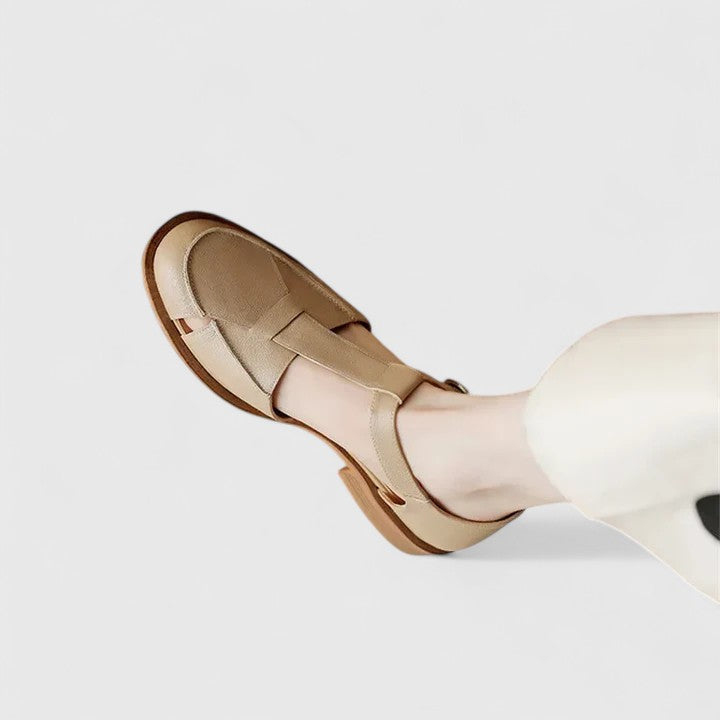 Romilly | Women's T-Strap Sandals Closed Toe Block Heel - Image 9