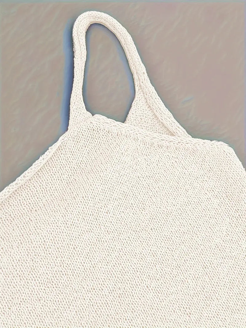 Saoirse | Women's Knit Bodycon Mini Dress - Beige - Image 15