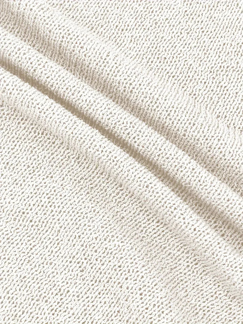 Saoirse | Women's Knit Bodycon Mini Dress - Beige - Image 16