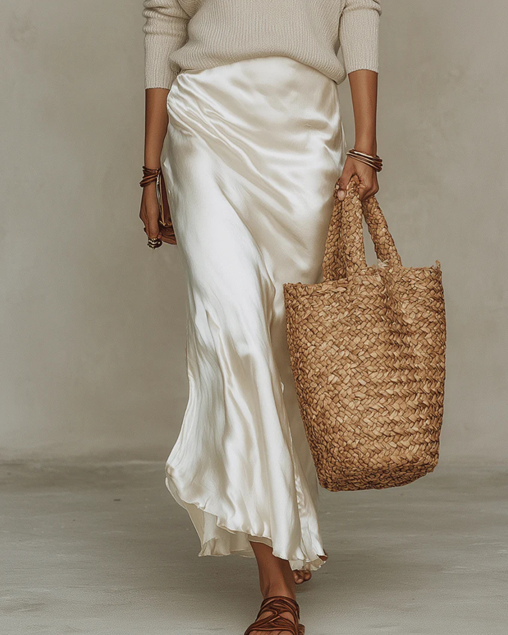 Sarette | Women's Satin Midi Dress & Knit Sweater Set - Image 10
