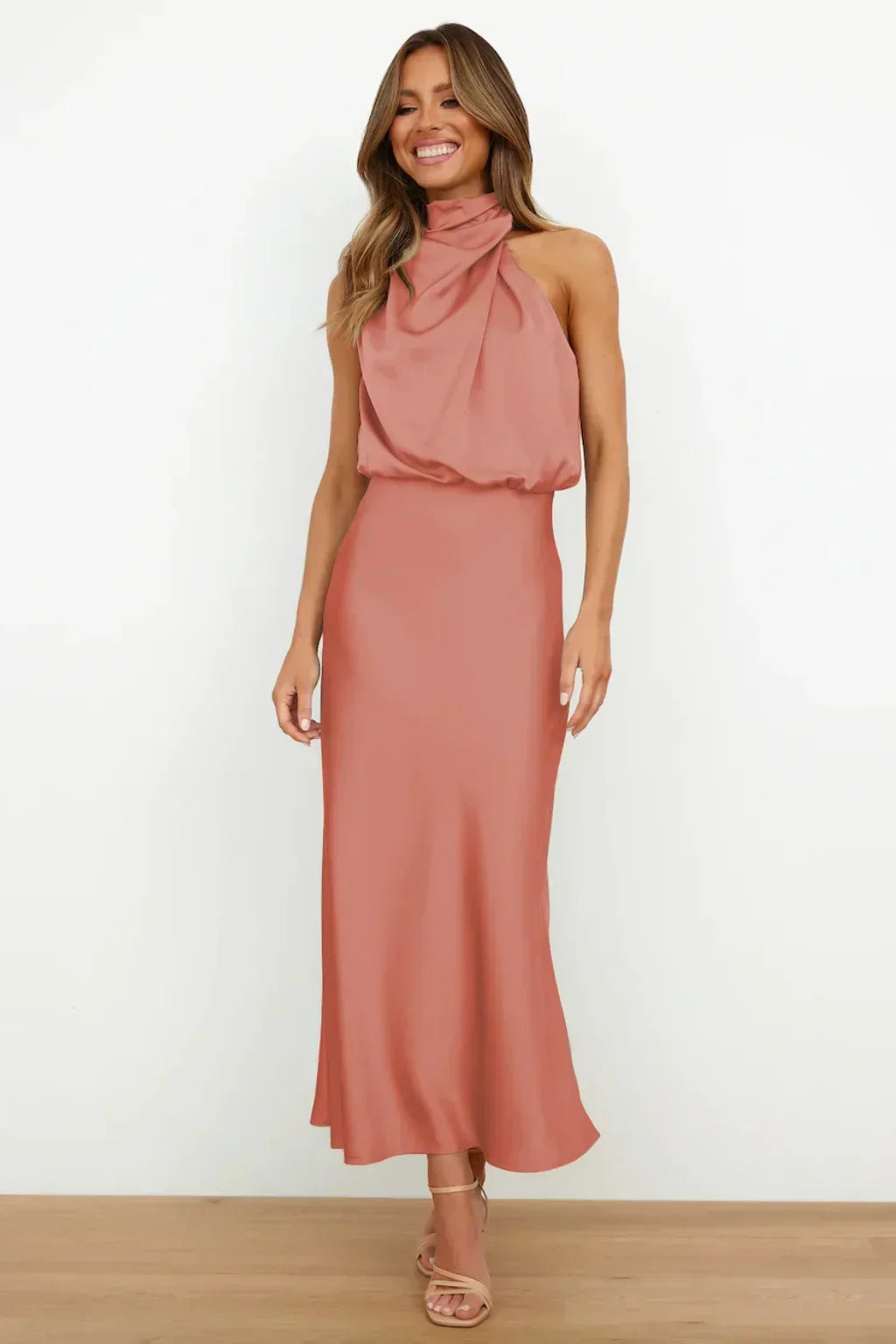 Selvaine | Women's Cocktail Dress Halter Midi - Sage - Image 7