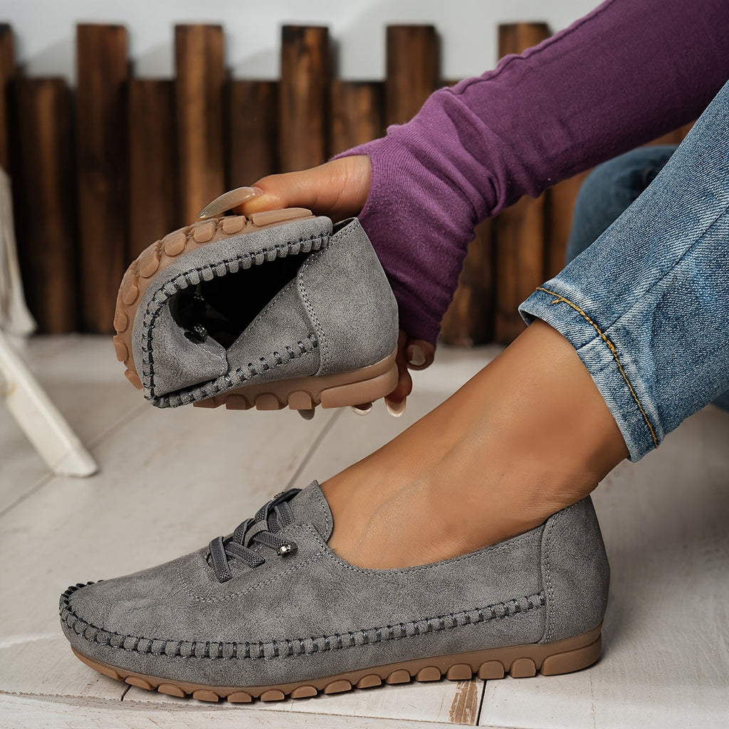 Selvara | Women's Orthopedic Flat Loafers - Grey - Image 14