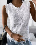 Selvara | Women's Sleeveless Lace Tank Top - Image 1