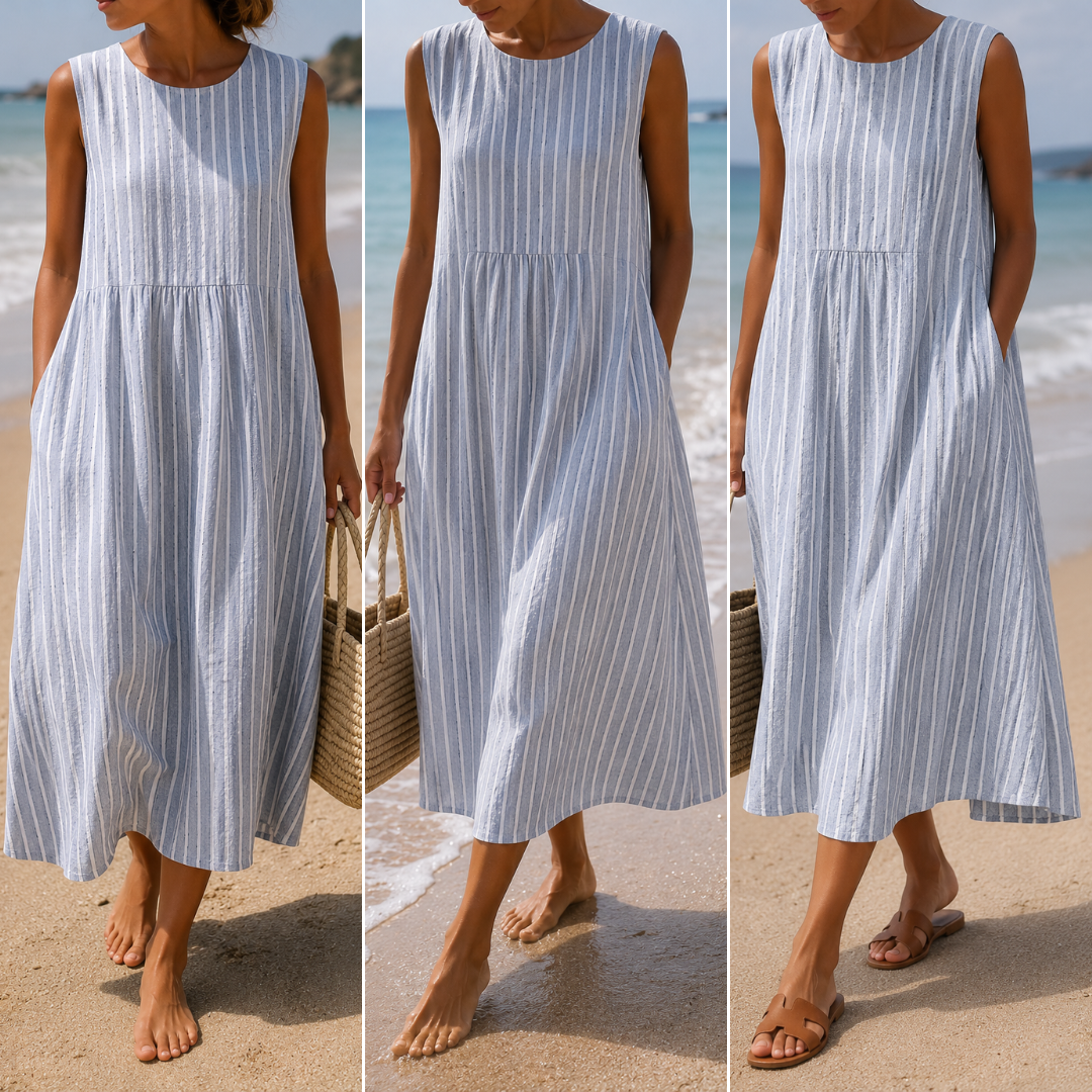 Selvine | Women's Casual Summer Midi Dress - Light Blue - Image 6
