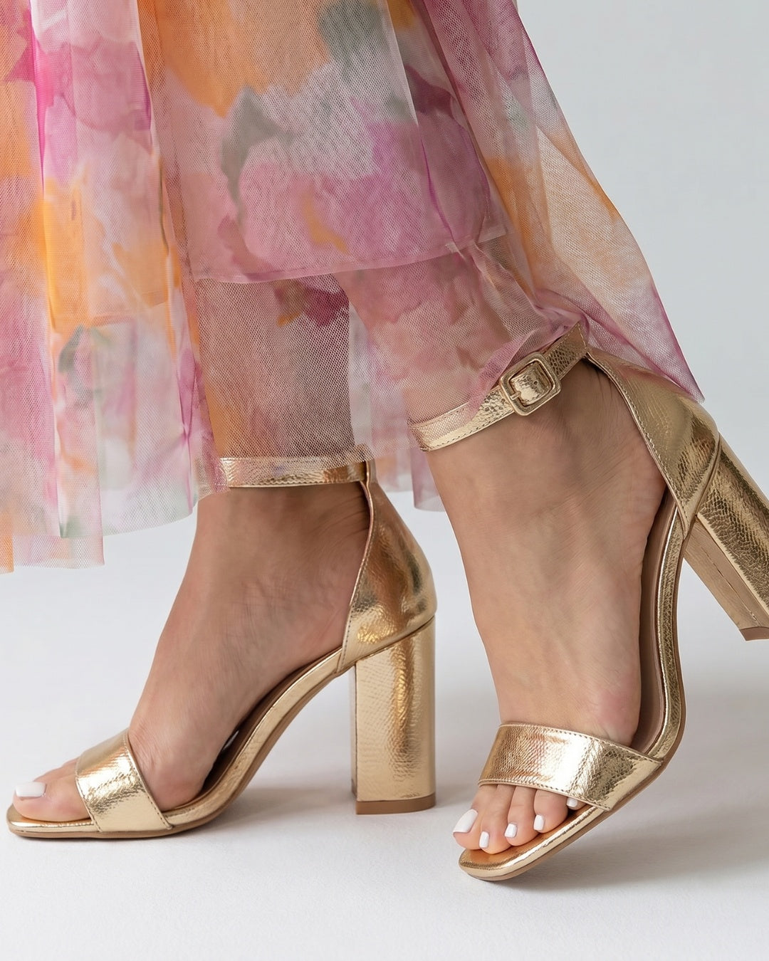 Selvorne | Women's Block Heel Sandals - Gold - Image 1