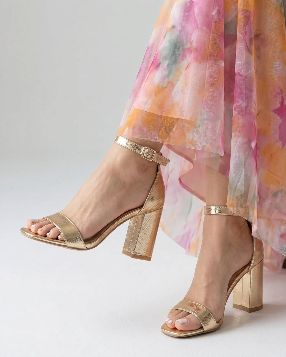 Selvorne | Women's Block Heel Sandals - Gold - Image 2