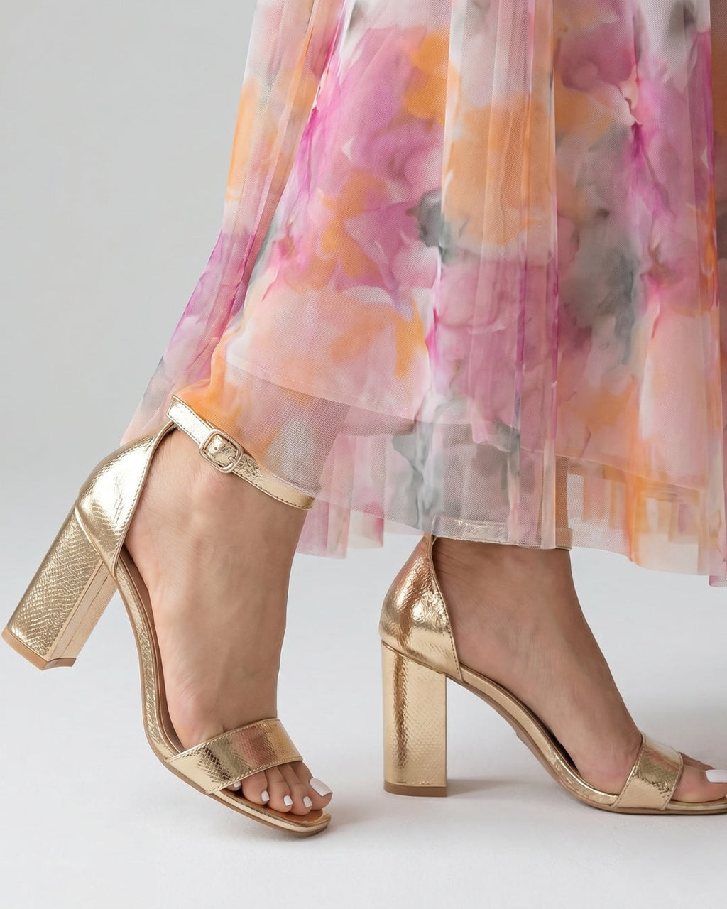 Selvorne | Women's Block Heel Sandals - Gold - Image 3