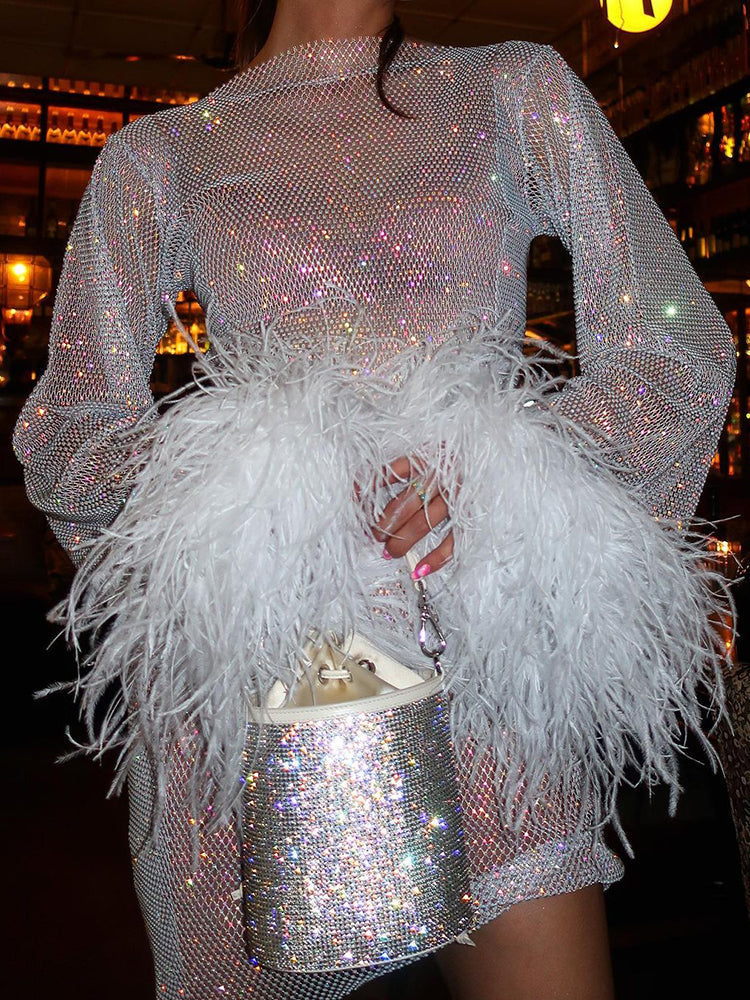 Selvorne | Women's Christmas Party Dress Sequin Mini - Silver - Image 6