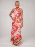 Selvorne | Women's Evening Gown Floral Halter Maxi Dress - Image 1