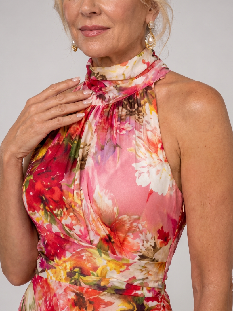 Selvorne | Women's Evening Gown Floral Halter Maxi Dress - Image 4