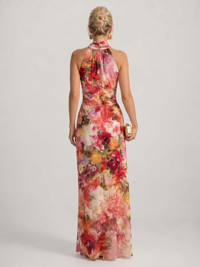Selvorne | Women's Evening Gown Floral Halter Maxi Dress - Image 5