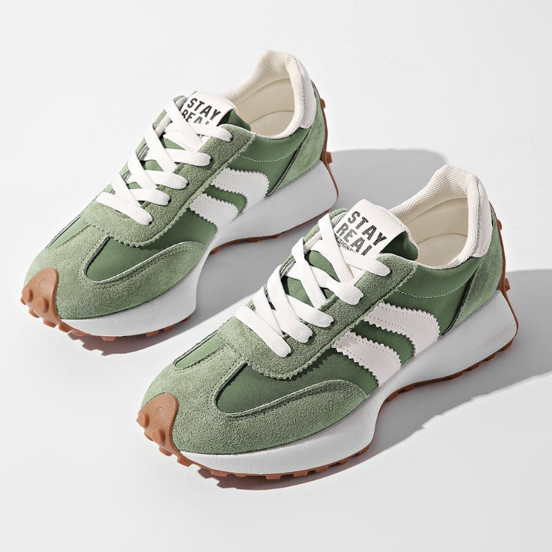 Selvorne | Women's Orthopedic Sneakers Retro Trainers - Green - Image 1