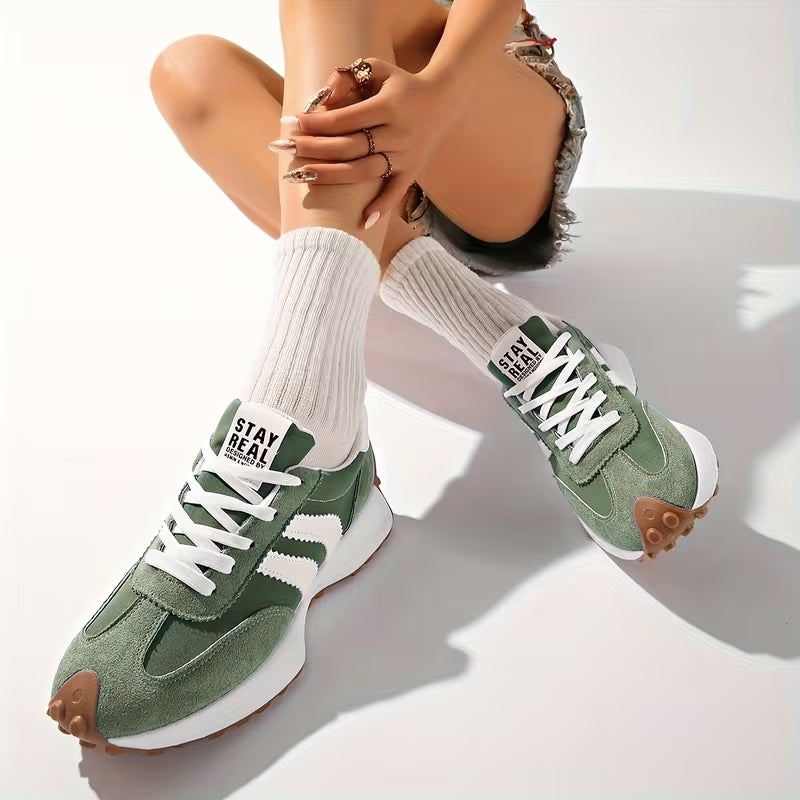 Selvorne | Women's Orthopedic Sneakers Retro Trainers - Green - Image 2