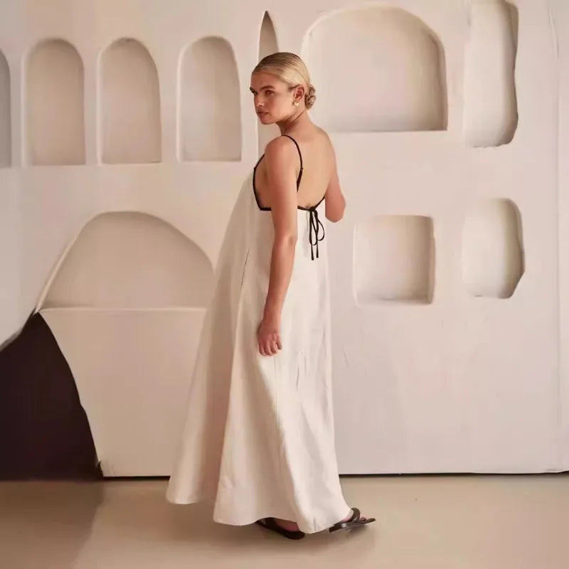 Selvorne | Women's Sleeveless Maxi Dress - Beige - Image 4