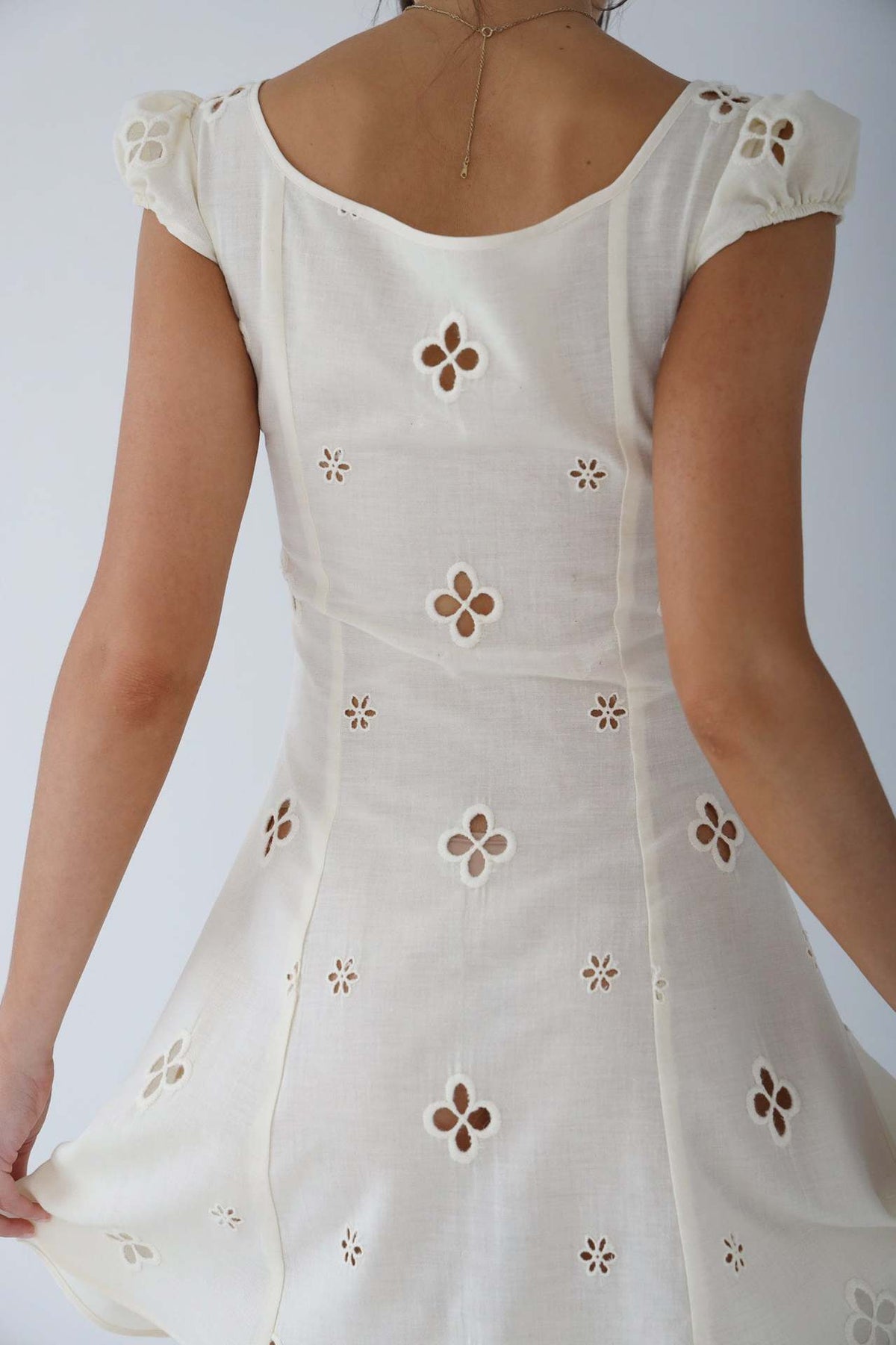 Selvorne | Women's Wedding Guest Midi Dress - Cream - Image 8