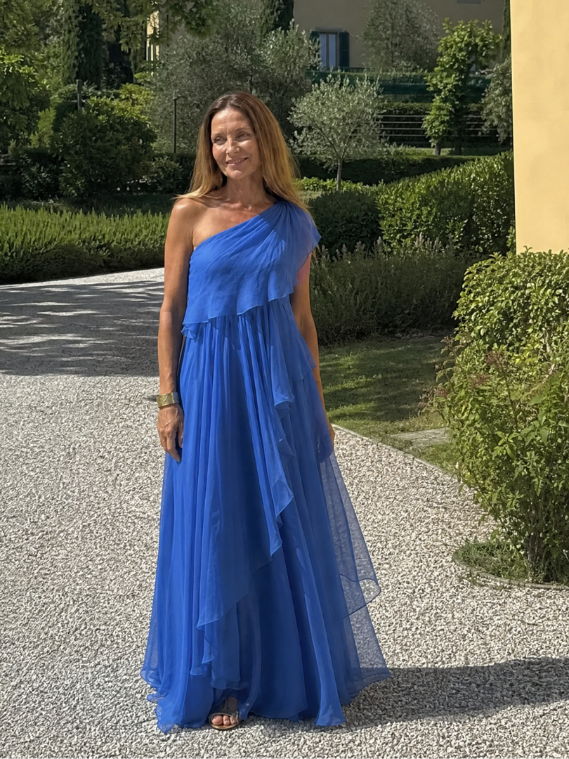 Seravelle | Women's One-Shoulder Ruffle Maxi Dress - Green - Image 11