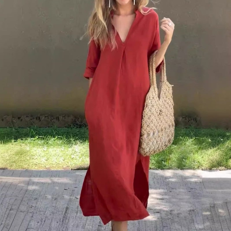 Solenne | Women's Casual Summer Maxi Dress - Red - Image 3