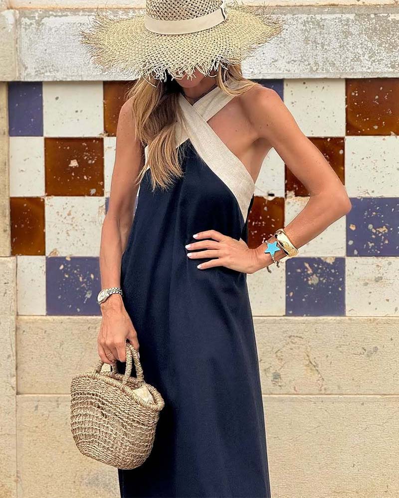 Solvaine | Women's Casual Summer Halter Neck Maxi Dress - Image 6