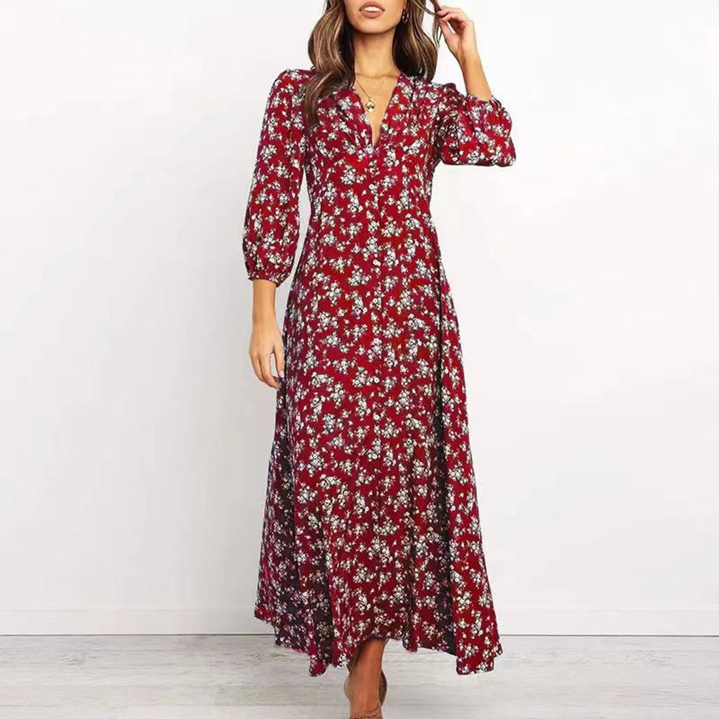 Solvara | Women's Maxi Dress Long Sleeve - Navy - Image 5