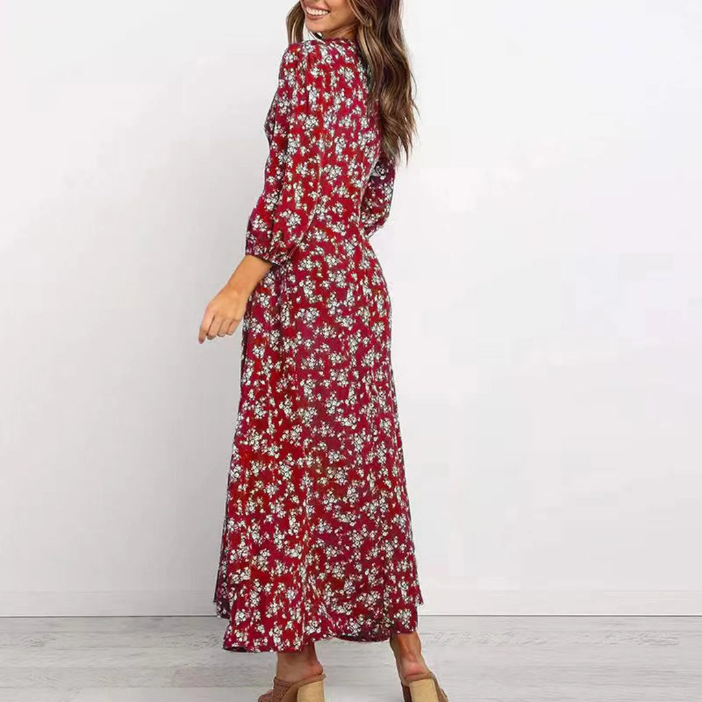 Solvara | Women's Maxi Dress Long Sleeve - Navy - Image 6