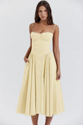 Solvara | Women's Wedding Guest Midi Dress - Yellow - Image 1