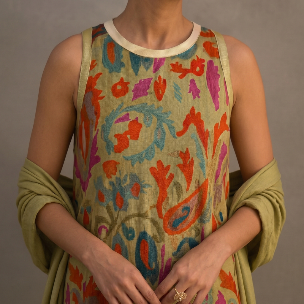 Solveiga | Women's Printed Maxi Dress with Shawl - Image 1