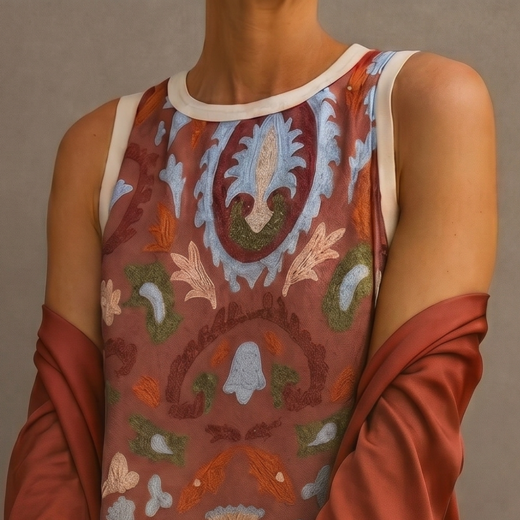 Solveiga | Women's Printed Maxi Dress with Shawl - Image 8