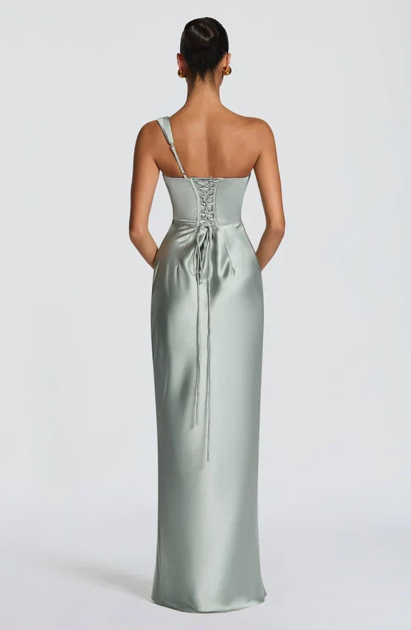 Solveine | Women's Evening Gown Cowl Neck Maxi Dress - Burgundy - Image 13