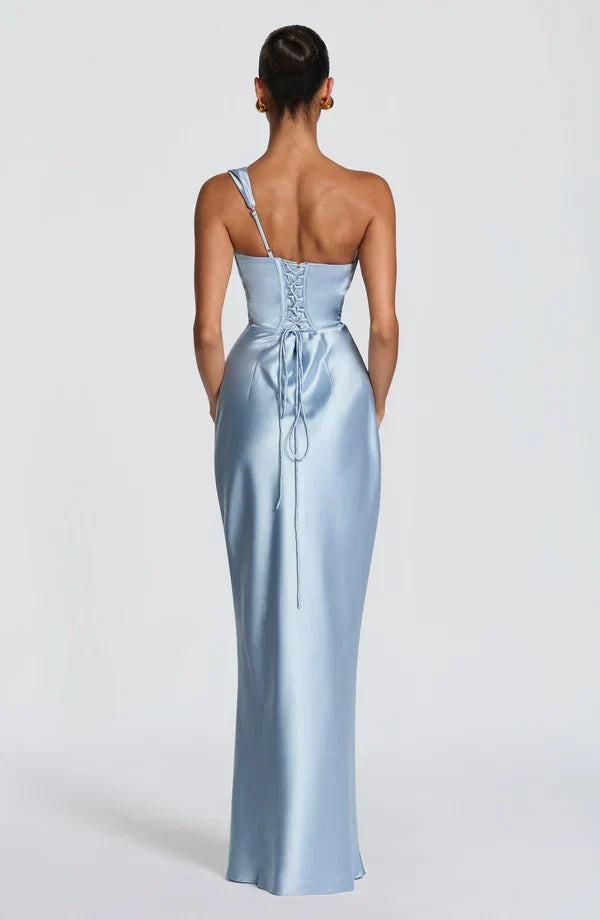 Solveine | Women's Evening Gown Cowl Neck Maxi Dress - Burgundy - Image 14
