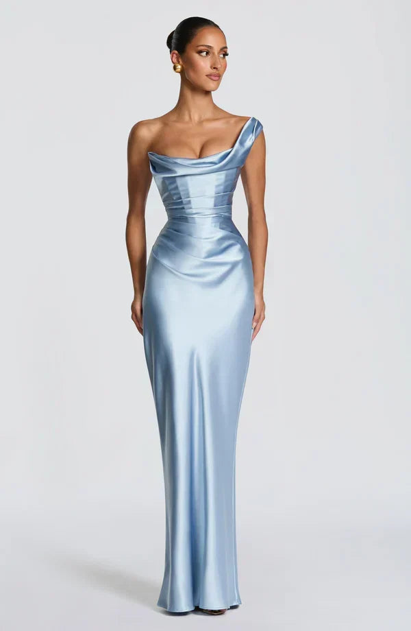 Solveine | Women's Evening Gown Cowl Neck Maxi Dress - Burgundy - Image 16