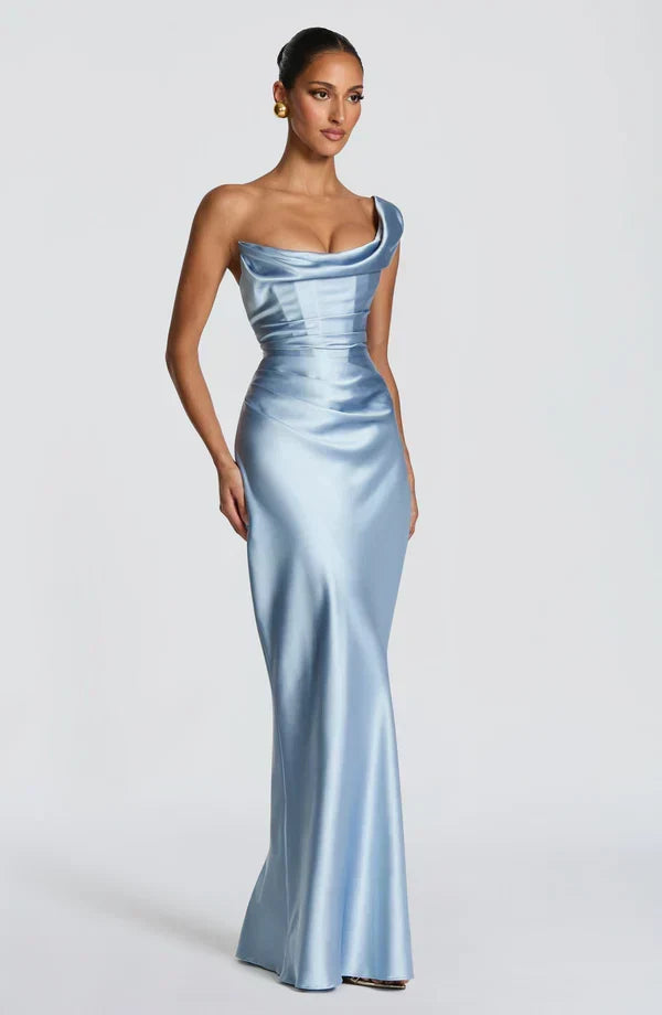 Solveine | Women's Evening Gown Cowl Neck Maxi Dress - Burgundy - Image 17