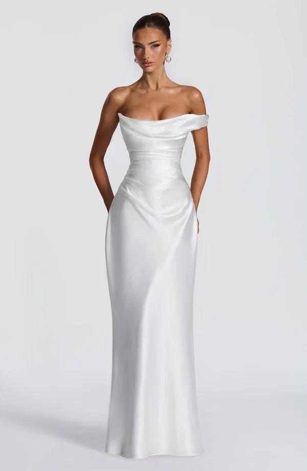 Solveine | Women's Evening Gown Cowl Neck Maxi Dress - Burgundy - Image 18