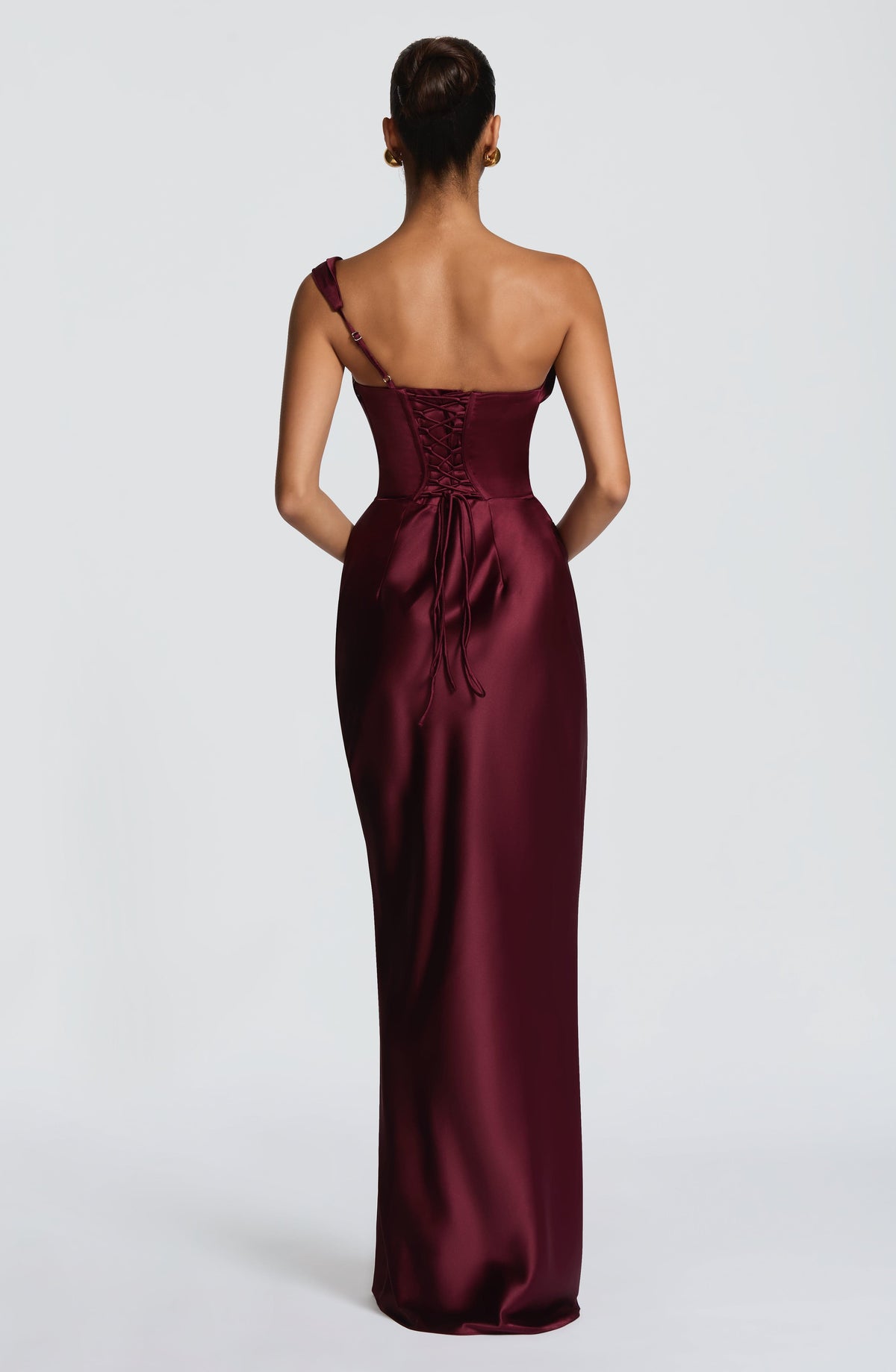 Solveine | Women's Evening Gown Cowl Neck Maxi Dress - Burgundy - Image 6