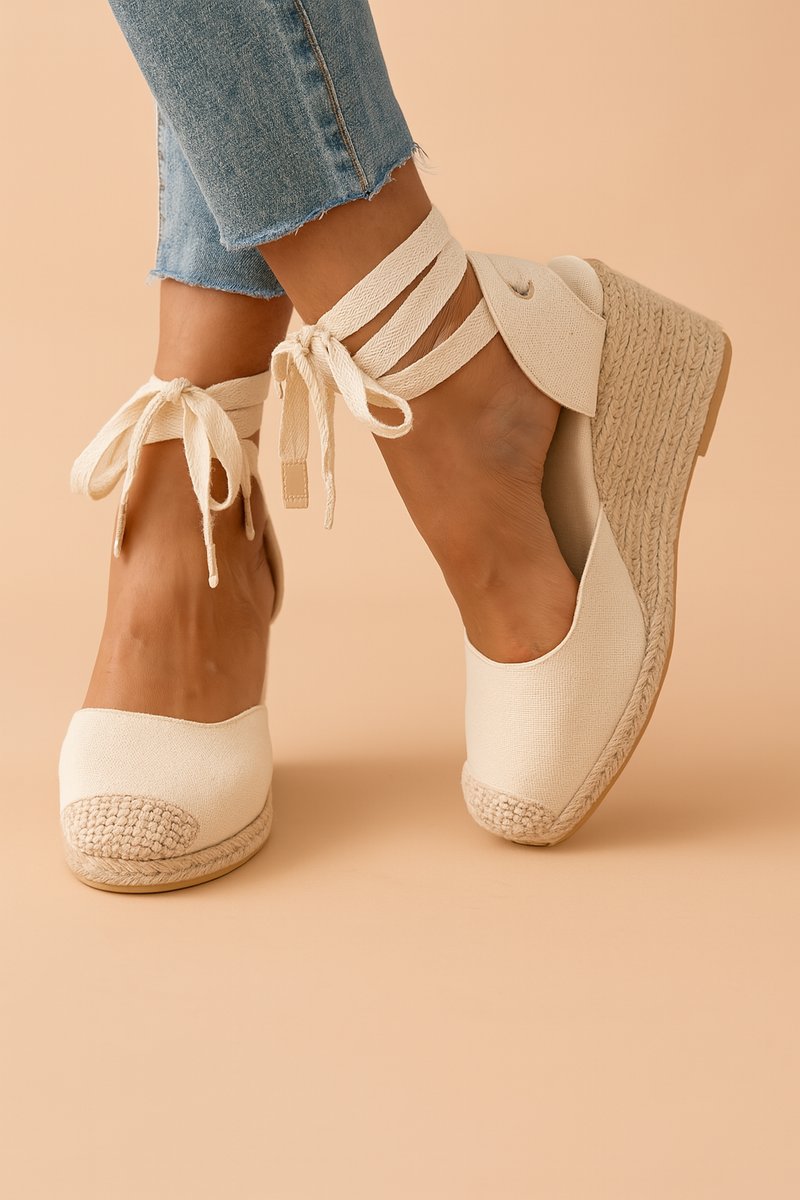 Solveth | Women's Espadrille Wedge Sandals Ankle Tie - Image 1
