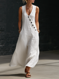 Solveyne | Women's Casual Summer Maxi Dress Sleeveless - White - Image 1