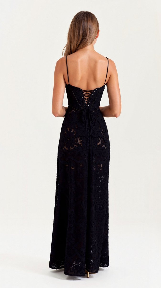 Sorelle | Women's Lace Bustier Maxi Dress - Black - Image 8