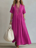 Sorelle | Women's Relaxed Maxi Dress V-Neck Pleated - Image 1