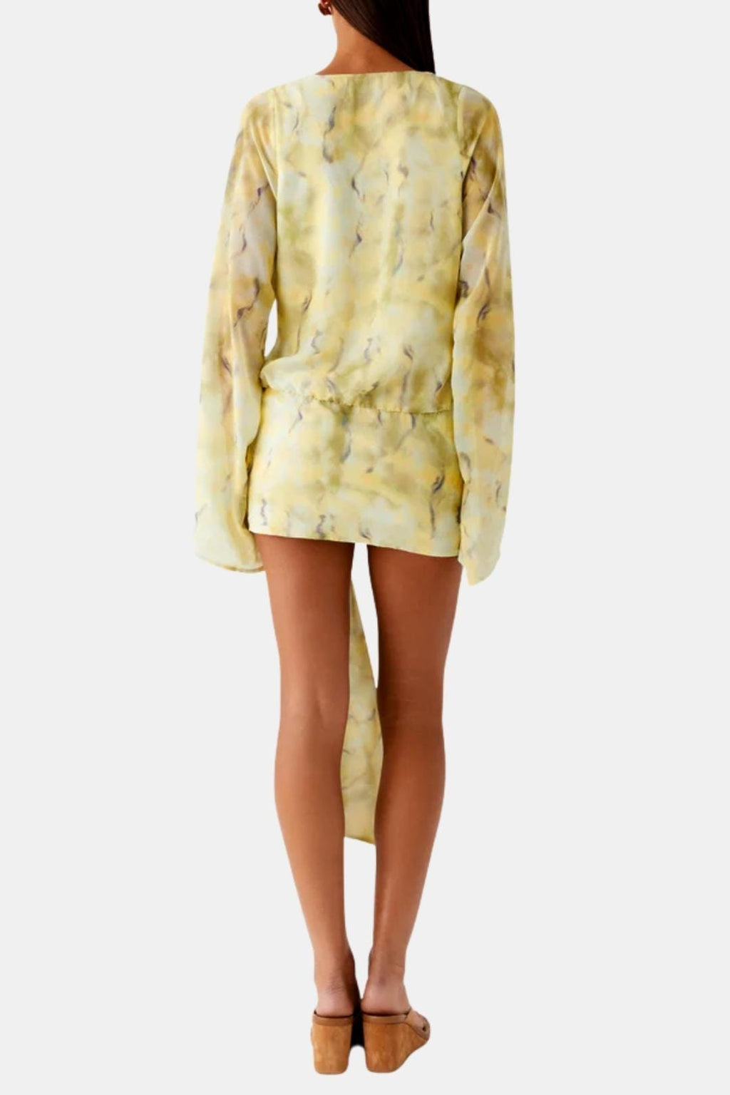 Sylvara | Women's Cowl Neck Mini Dress - Yellow - Image 3